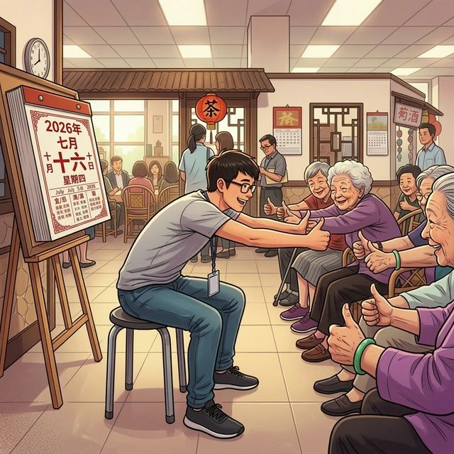 Chinese older adults taking part in a guided activity session at a day care centre (Comic version)